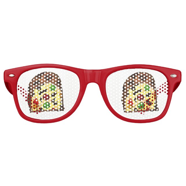 Christmas Fruit Cake Fruitcake Slice Holiday Xmas Retro Sunglasses (Front)
