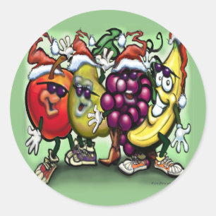 Christmas Fruit Classic Round Sticker