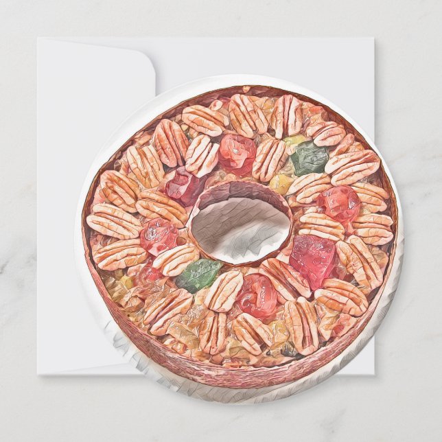 Christmas fruitcake watercolor painting card (Front)
