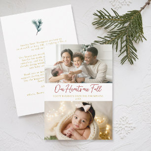 Christmas Full Hearts Classic Family Baby 2 Photos Holiday Card
