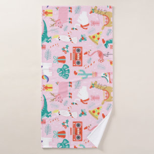Christmas Fun: Animal Seamless Pattern. Bath Towel