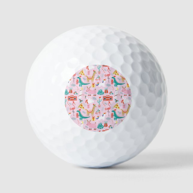 Christmas Fun: Animal Seamless Pattern. Golf Balls (Front)