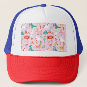 Christmas Fun: Animal Seamless Pattern. Trucker Hat