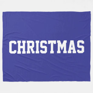 CHRISTMAS Fun Athletic White Text On Bright Red Fleece Blanket
