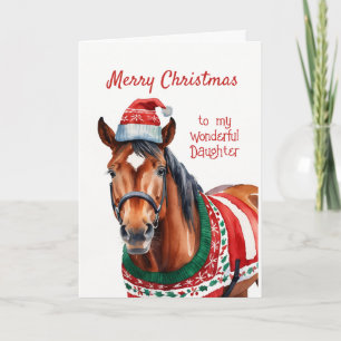 Christmas Fun Daughter loves Horses Holiday Card