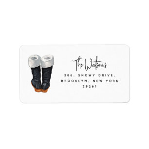 Christmas Fun Festive Santa's Boots Return Addres Label