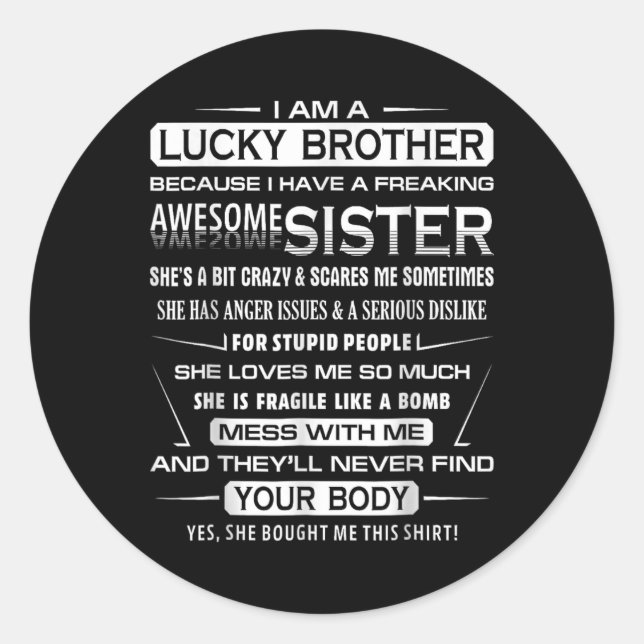 Christmas Fun For Brother From Sister  Classic Round Sticker (Front)