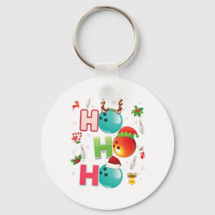 Christmas Fun Ho Ho Ho Bowling Pajama Santa Lover Key Ring