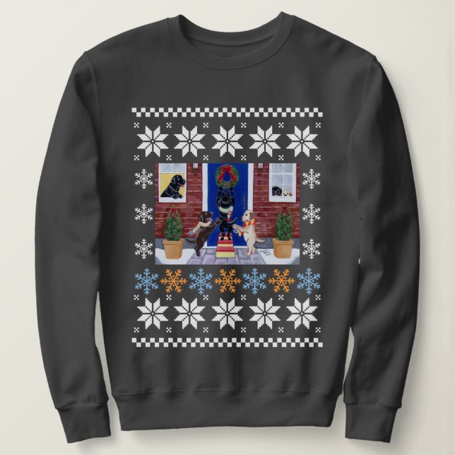 Christmas Fun Labradors Ugly Sweatshirt (Design Front)