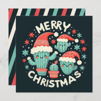 Christmas Fun Potted Santa Cactus Plants Holiday Card