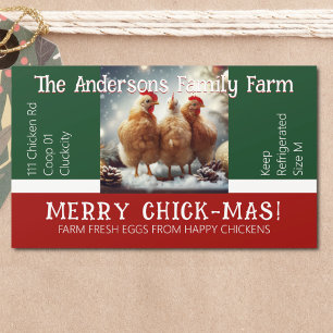 Christmas Fun Quote Egg Carton Packaging Chicken  Rectangular Sticker