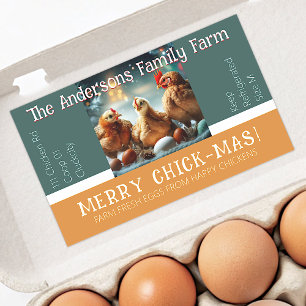 Christmas Fun Quote Egg Carton Packaging Chicken  Rectangular Sticker