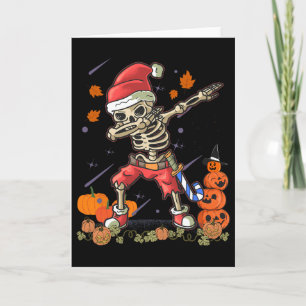 Christmas Fun Santa Skeleton Dabbing Halloween Cos Card