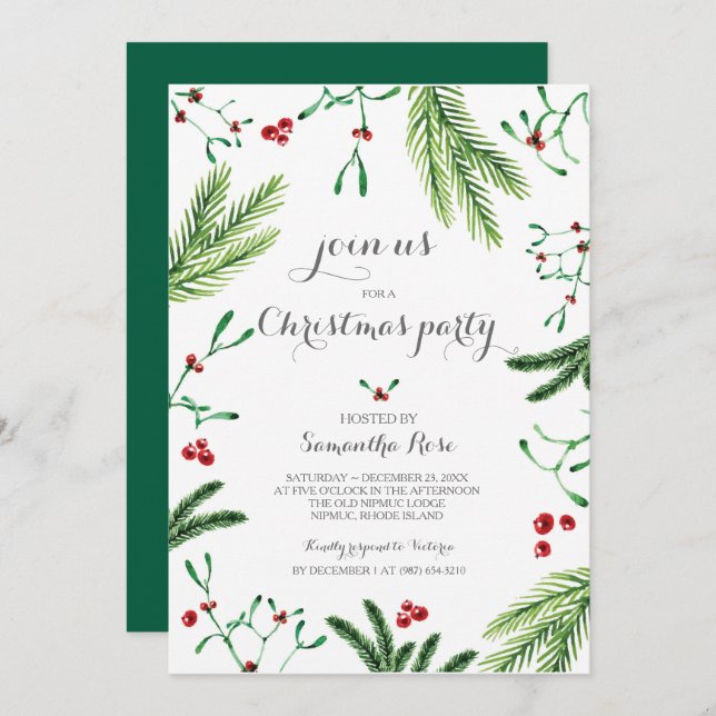 Christmas Function Invitation - Greenery (Front/Back)
