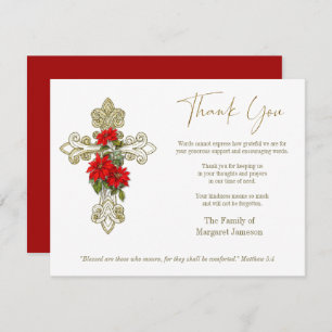 Christmas Funeral Condolence Sympathy Cross  Thank You Card