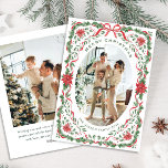 Christmas Funky Whimsical Red Bow Wreath 2 Photo Holiday Card<br><div class="desc">Simply Elegant Stylish PHOTO Christmas Greeting Holiday Card.
 
Surprise and bring joy to your close ones and make the celebration unforgettable.

 For further customization,  please click the "customize further" link and use our design tool to modify this template.</div>