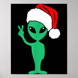 Christmas Funny Alien Santa Claus Hat Peace Sign