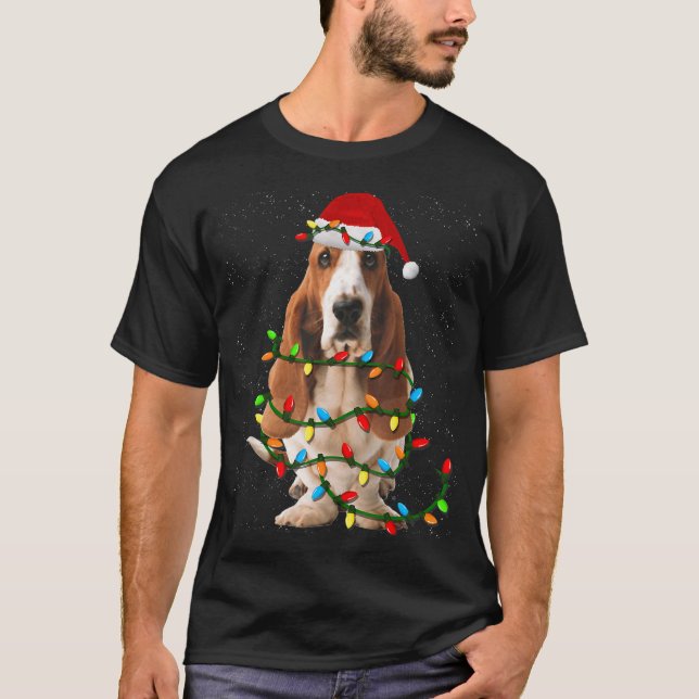christmas funny basset hound dog lover design T-Shirt (Front)