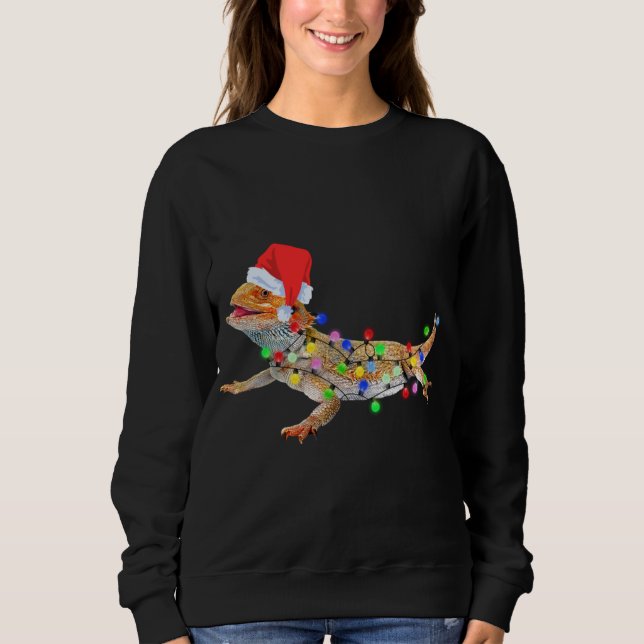 Christmas Funny Bearded Dragon Santa Hat Christmas Sweatshirt (Front)