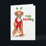 Christmas Funny Boxer Dog Fleas NaviDOG Holiday Card<br><div class="desc">Boxer lovers can send or be the lucky recipient of this delightfully cheerful greeting for the holiday season with a funny Fleas NaviDOG theme and a cute boxer dog dressed for the season.</div>