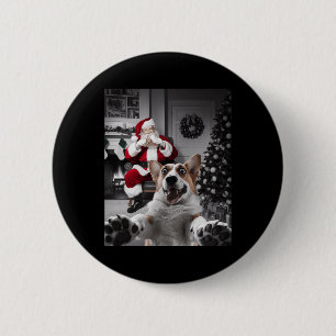 Christmas Funny Cat Selfie With Santa Claus Cute H 6 Cm Round Badge