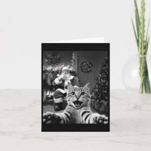 Christmas Funny Cat Selfie With Santa Claus Cute H Card