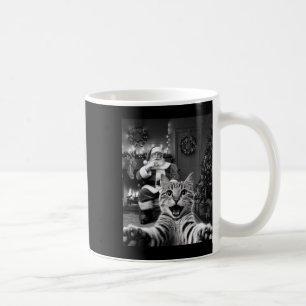 Christmas Funny Cat Selfie With Santa Claus Cute H Coffee Mug