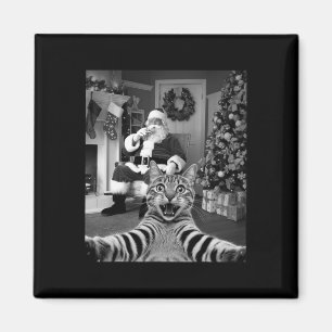 Christmas Funny Cat Selfie With Santa Claus Cute H Magnet