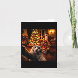 Christmas Funny Cat Selfie With Santa Claus Holida Card