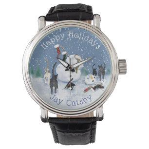 Christmas Funny Cat snowman 5 Watch