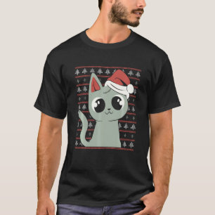 Christmas Funny Cat Xmas Santa Style Ugly Christma T-Shirt