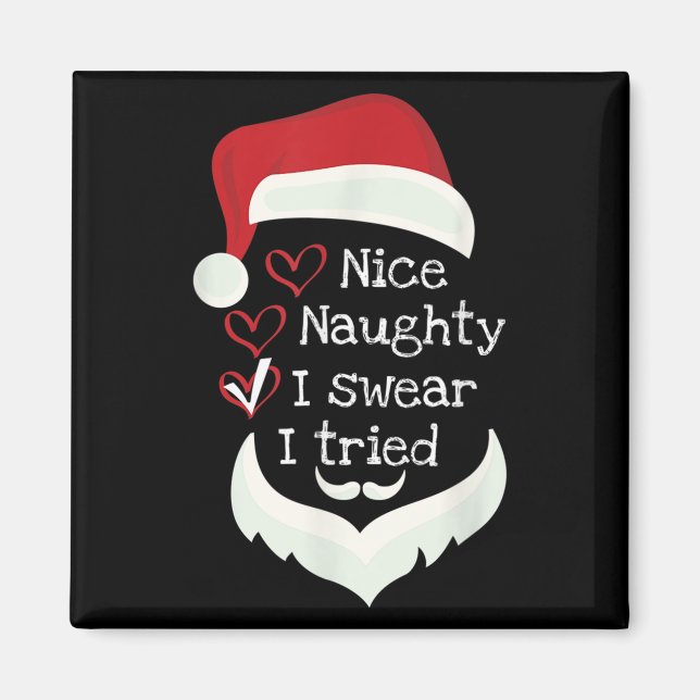Christmas Funny Checklist, Nice Naughty I Swear I  Magnet (Front)