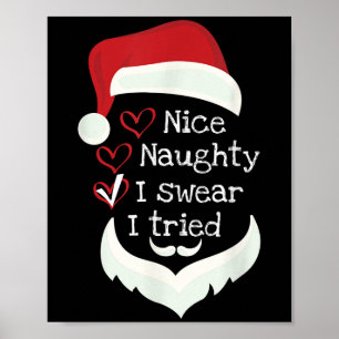 Christmas Funny Checklist, Nice Naughty I Swear I Poster