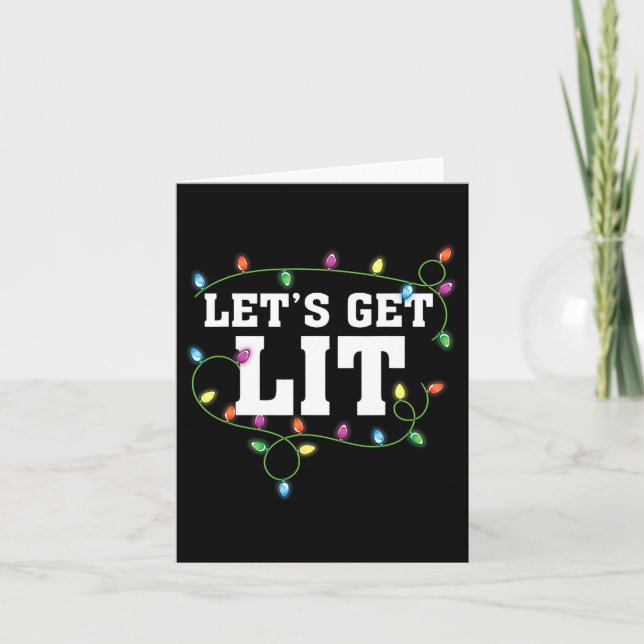 Christmas Funny Cute Let's Get Lit Xmas  Card (Front)