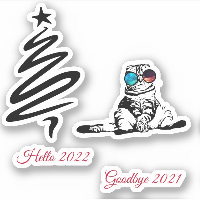 Christmas Funny Cute Space Galaxy Glasses Cat (Front)