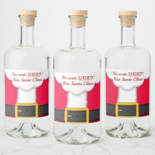 Christmas, Funny,  Daddy Kissed Santa Claus Liquor Bottle Label