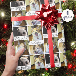 Christmas Funny Dog 4 Photos YAPPY PAWLIDAYS Wrapping Paper
