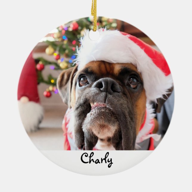 Christmas Funny Dog Personalised Ceramic Ornament (Back)
