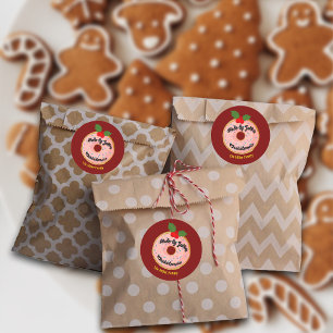 Christmas Funny Doughnut Wreath Personalise  Classic Round Sticker