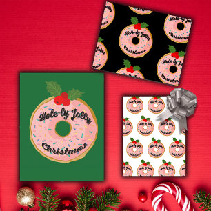 Christmas Funny Doughnut Wreath Personalise  Wrapping Paper Sheet