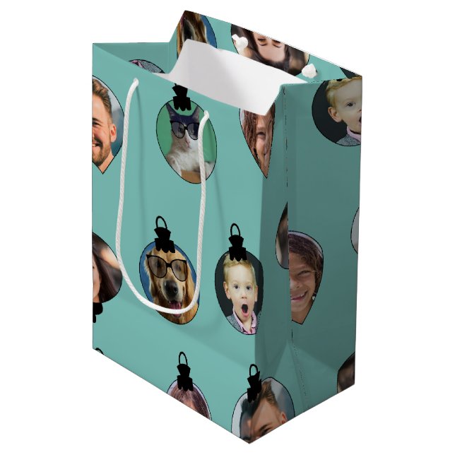 Christmas Funny Family Photo Faces Ornaments  Medium Gift Bag (Front Angled)