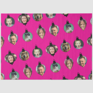 Christmas Funny Family Photo Faces Ornaments Pink  Tissue Paper