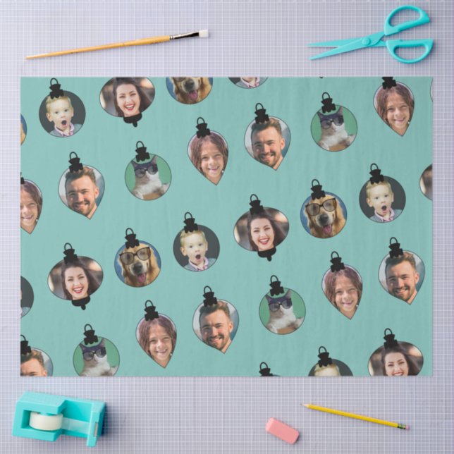 Christmas Funny Family Photo Faces Ornaments   Tissue Paper (Craft)