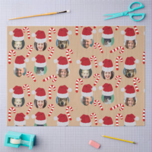 Christmas Funny Family Photo Santa Hats Kraft  Tissue Paper