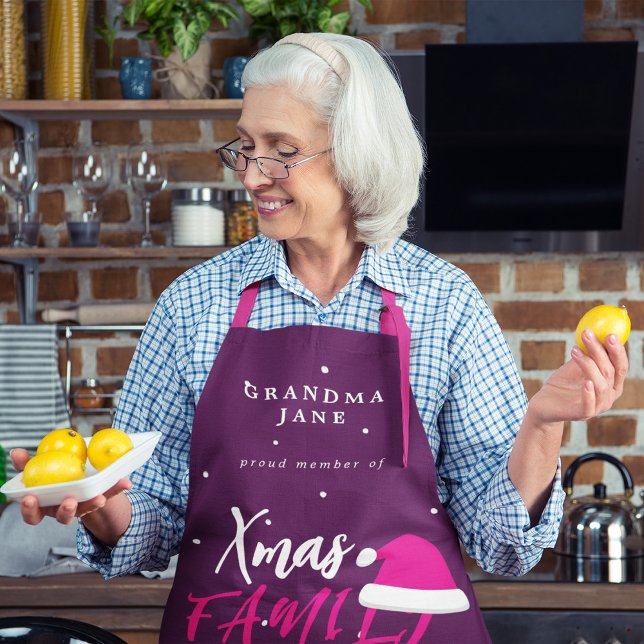 Christmas funny family squad Santa hat grandma Apron (Creator Uploaded)