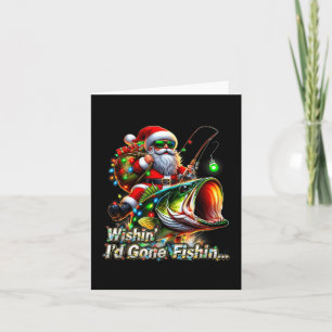 Christmas Funny Fish Santa Fishing Merry Fishmas  Card