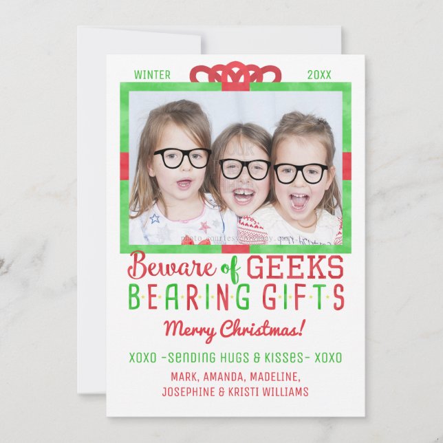 Christmas Funny Geeks | Family Holiday Photo Card (Front)
