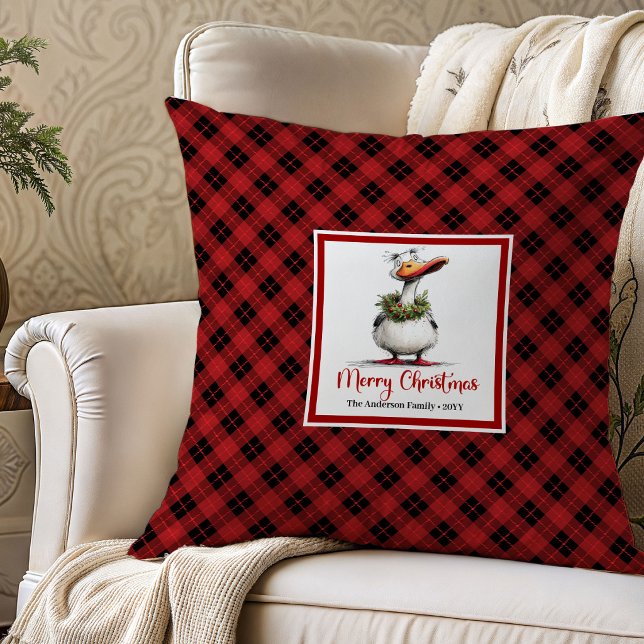 Christmas Funny Geese Cartoon Throw Pillow Art (Christmas Funny Geese Cartoon Throw Pillow Art)