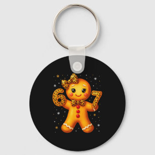 Christmas Funny Gingerbread Six Seven 67 Leopard B Key Ring