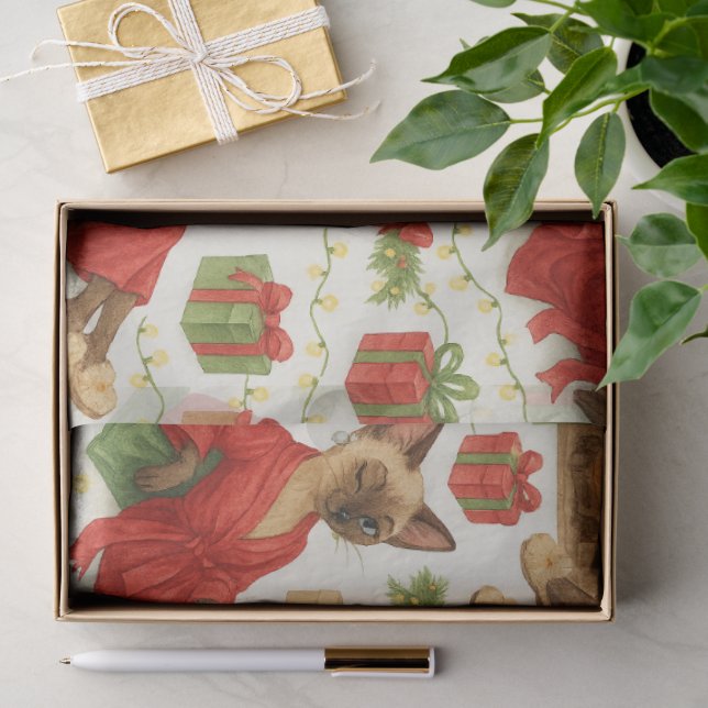 Christmas Funny Glam Siamese Cat Tissue Paper (Gift)